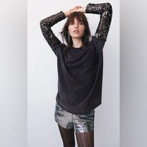 Free People Washed Sequin Shirt